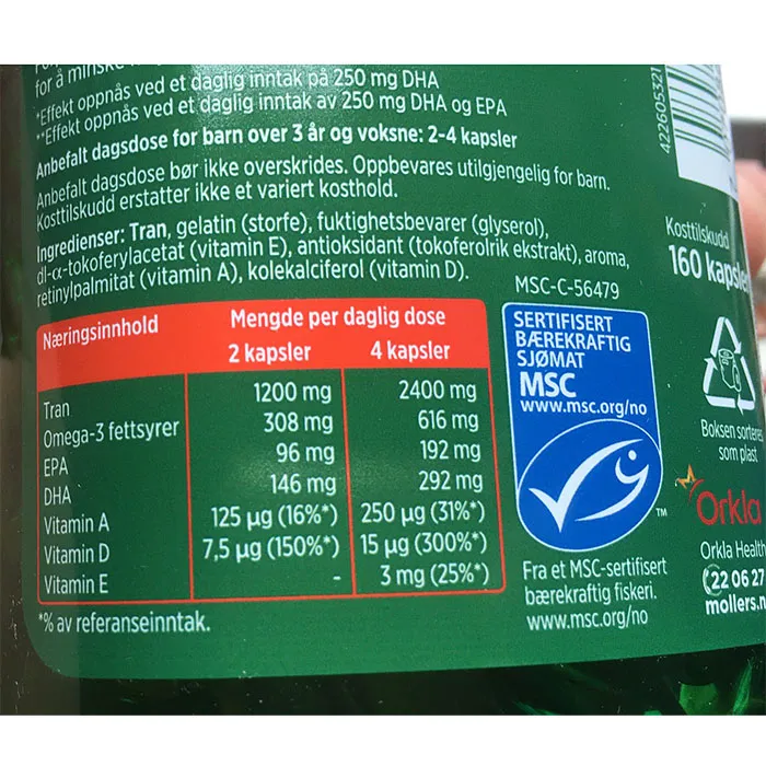 Viên nang Omega-3 Moller's Trankapsler - Hàng xách tay Nauy - Hộp 160v - Ảnh 4