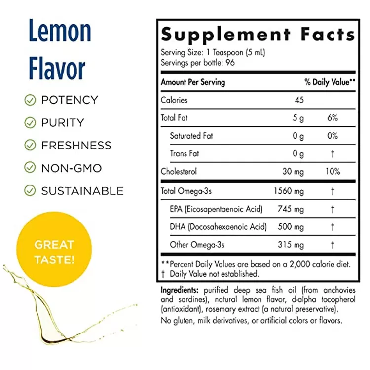 Dầu cá Nordic Naturals Omega-3 vị Lemon - Lemon 16 oz (473ml)-1560 mg Omega-3 - Ảnh 4
