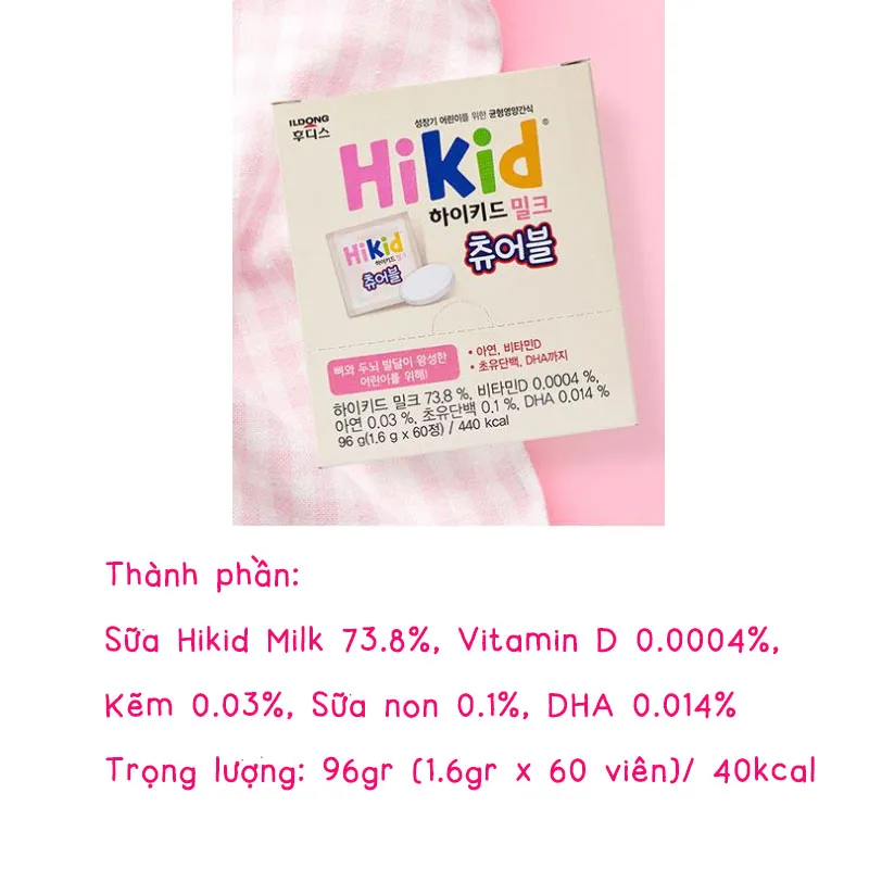 Sữa viên nhai Hikid Milk Chewable - Hộp 60 viên - Ảnh 5