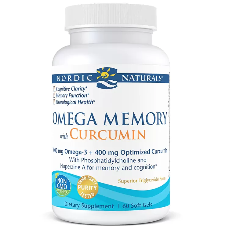 Viên uống bổ sung trí não và trí nhớ tinh nghệ - Omega Memory with Curcumin - Hộp 60 viên nang mềm