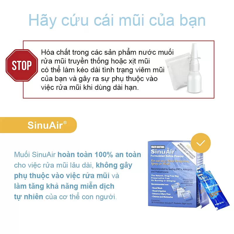 Hộp Set 30 gói muối pha rửa mũi xoang SinuAir 5g * 500ml nước - Ảnh 7
