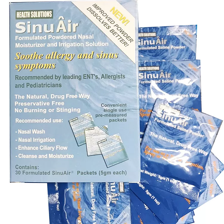 Hộp Set 30 gói muối pha rửa mũi xoang SinuAir 5g * 500ml nước