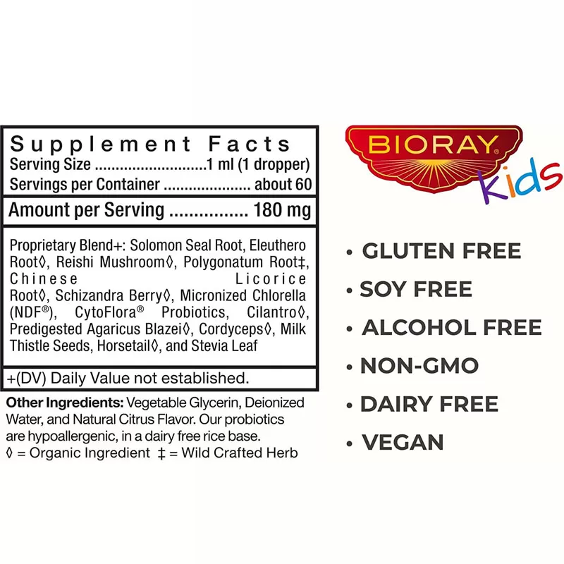 BIORAY Kids NDF Focus, Citrus - 4oz (120ml) - Tăng cường khả năng tập trung và trí não - Ảnh 2