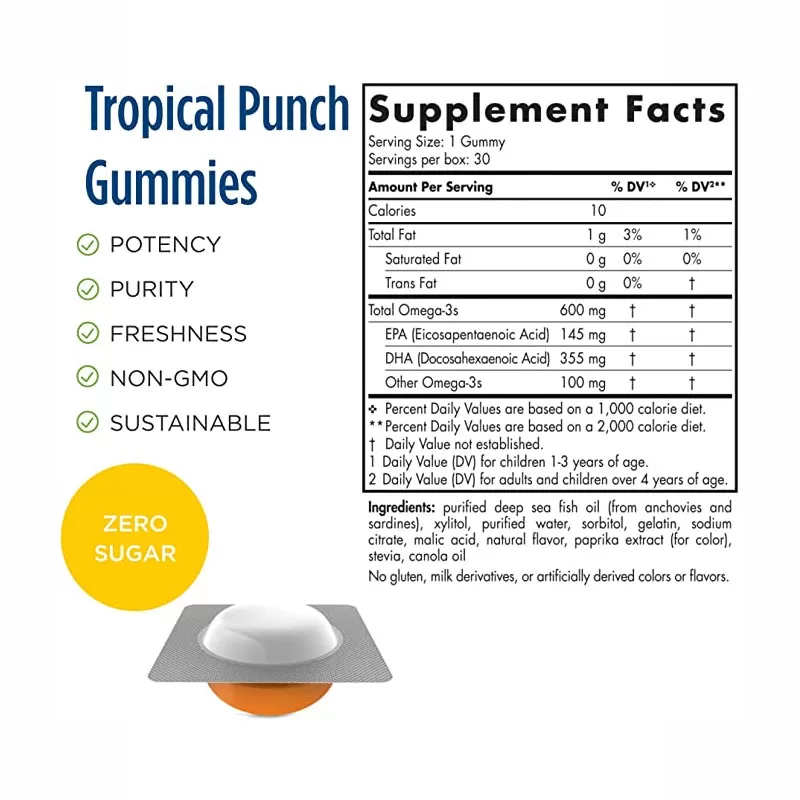 Kẹo dẻo DHA trẻ em vị trái cây nhiệt đới - Children's DHA Gummies - Hộp 30 viên - Ảnh 4