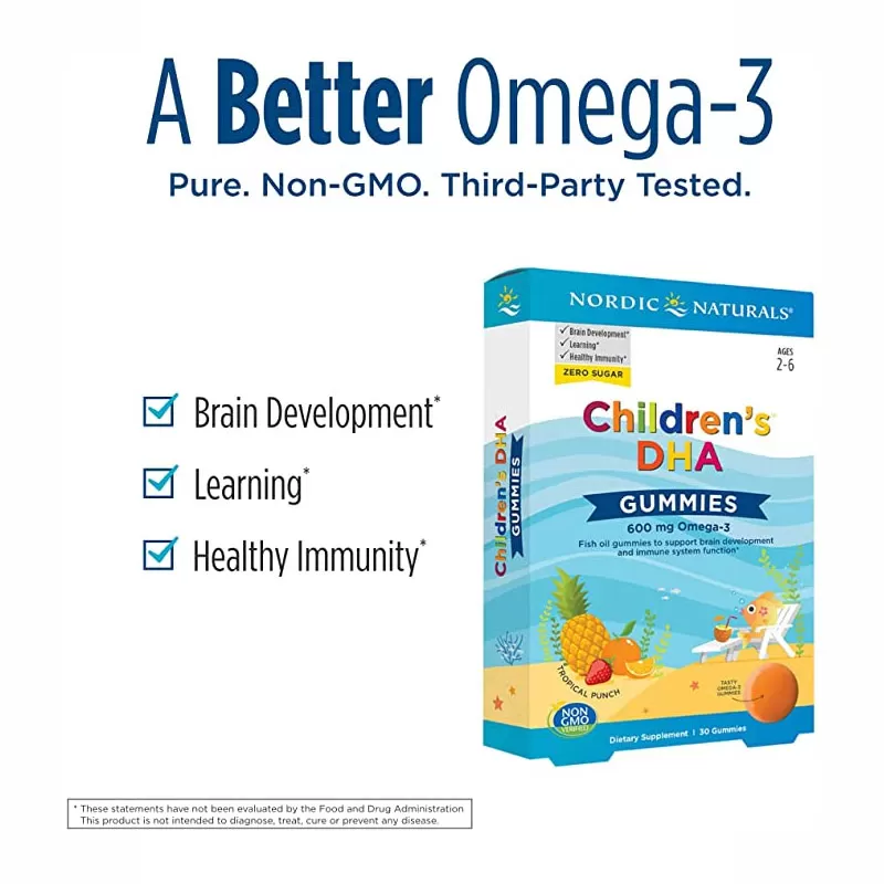 Kẹo dẻo DHA trẻ em vị trái cây nhiệt đới - Children's DHA Gummies - Hộp 30 viên - Ảnh 3