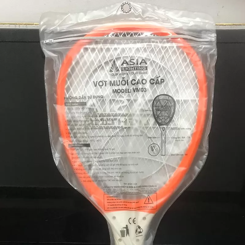 Vợt muỗi và côn trùng Asia Lighting, pin sạc, 3 lớp lưới dày và mau, bắt muỗi hiệu quả - Ảnh 6