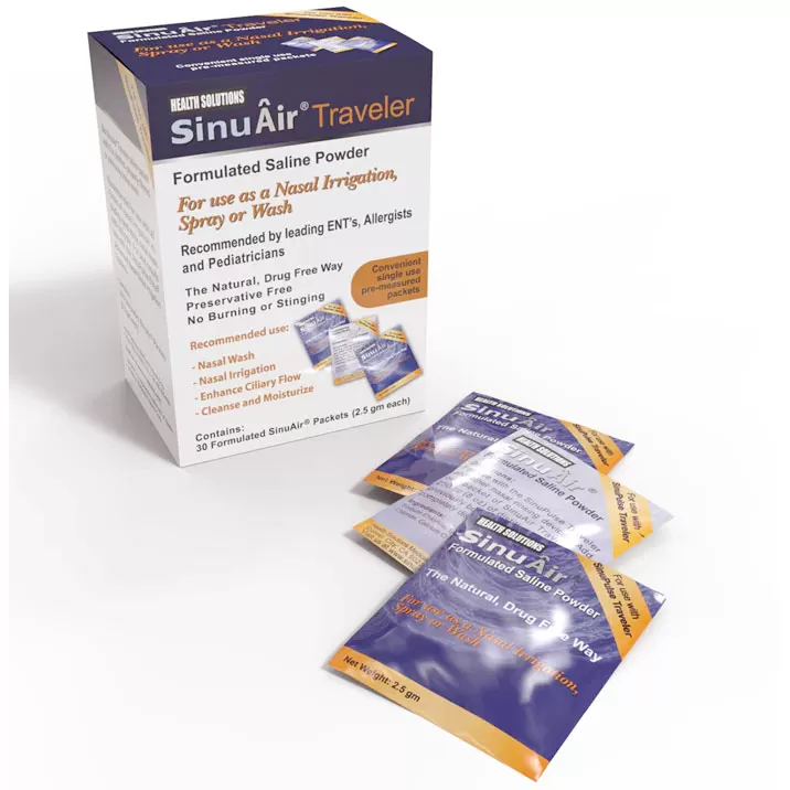 Hộp Set 30 gói muối pha rửa mũi xoang SinuAir 2.5g * 250ml nước