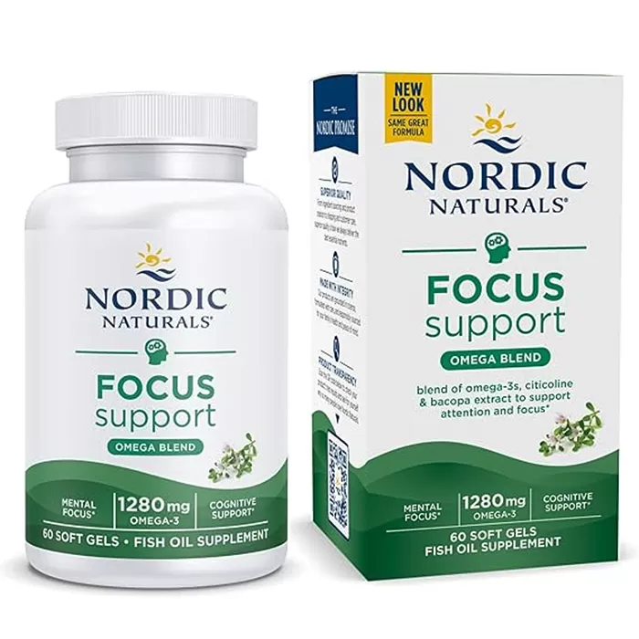 Omega-3 tăng cường độ tập trung của não Nordic Naturals - Hộp 60 viên nang